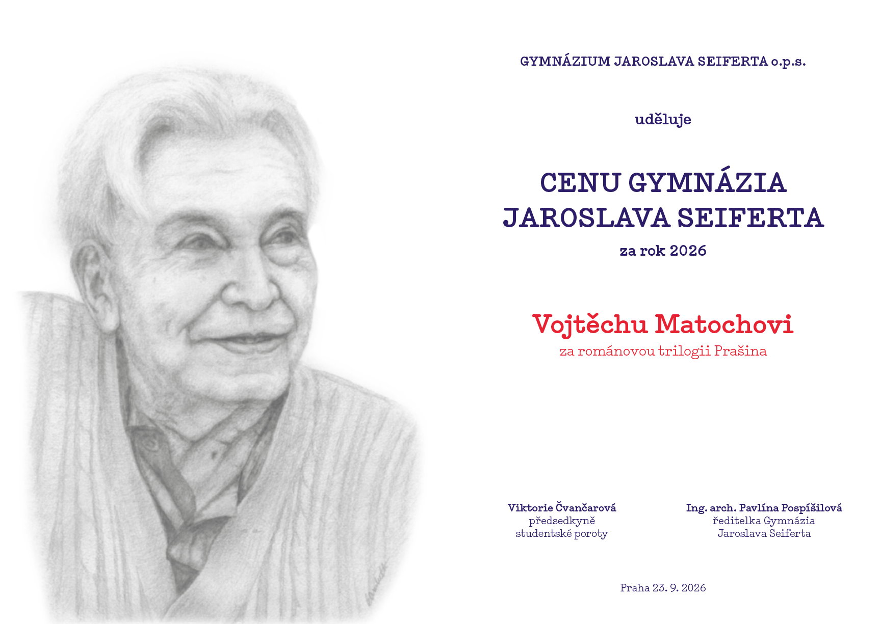 Cena Gymnázia J. Seiferta 23. 9.